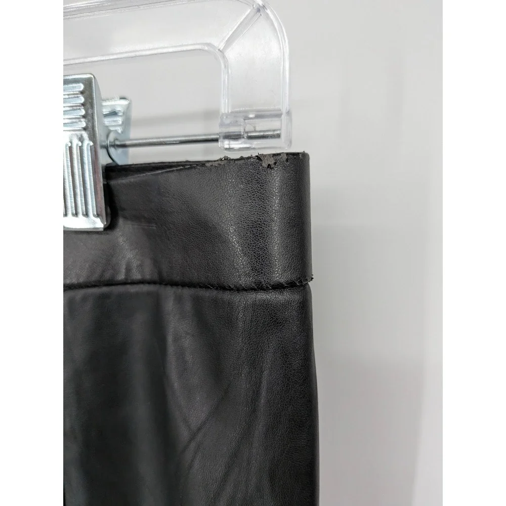 Tory‎ Burch Pants Women XS Black Faux Leather Trim Ankle Zip Ponte Office Moto